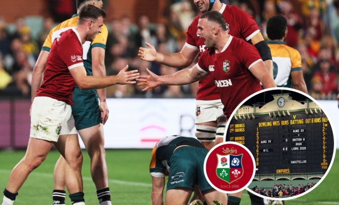 Ben White scoring try for Lions vs AUNZ XV