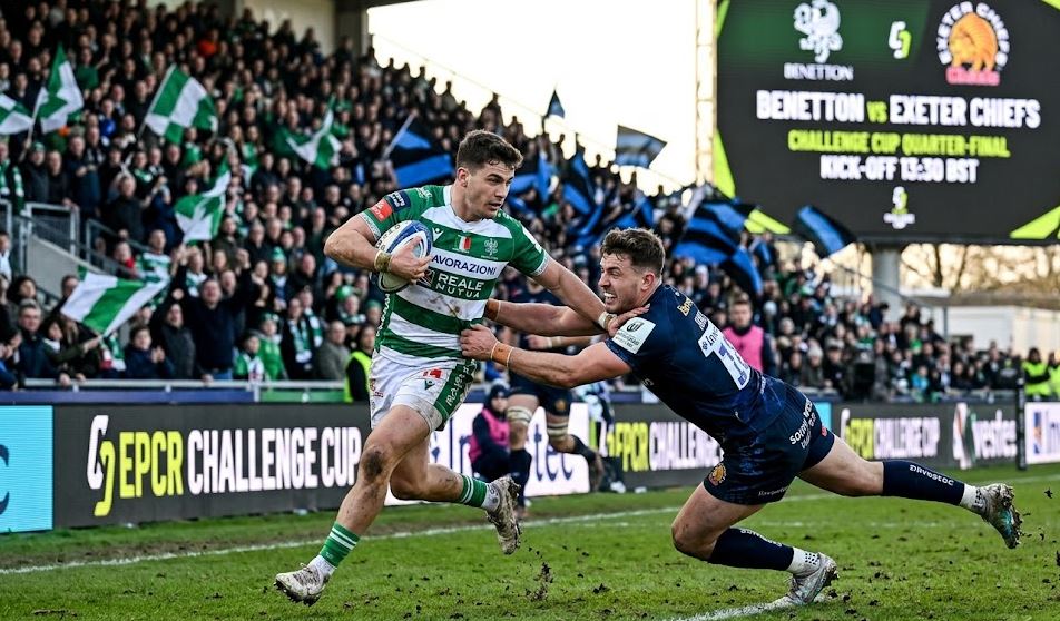 ugby action between Benetton and Exeter Chiefs in the 2026 Challenge Cup Quarter-Final