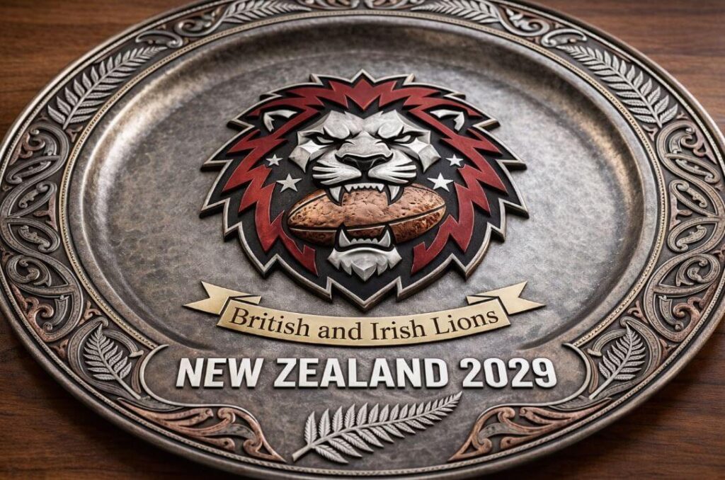 British and Irish Lions Tour 2029 New Zealand official logo with lions