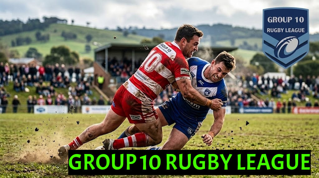 Action shot of a tough tackle in the Group 10 Rugby League, representing the competitive spirit of the Central West country rugby season.