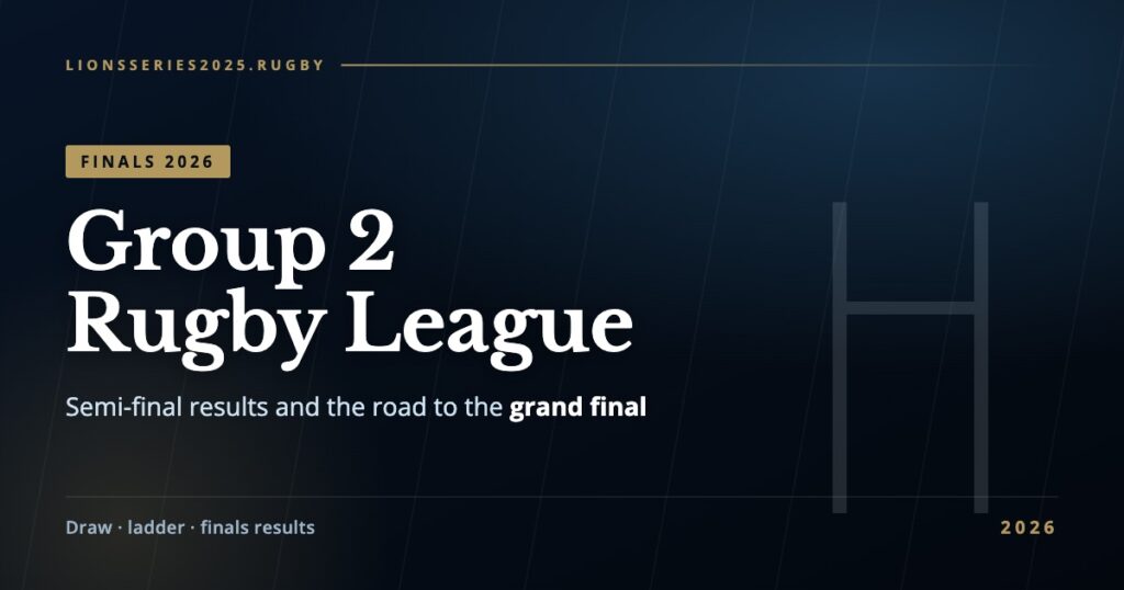 Group 2 Rugby League finals 2026 semi-final results and grand final path
