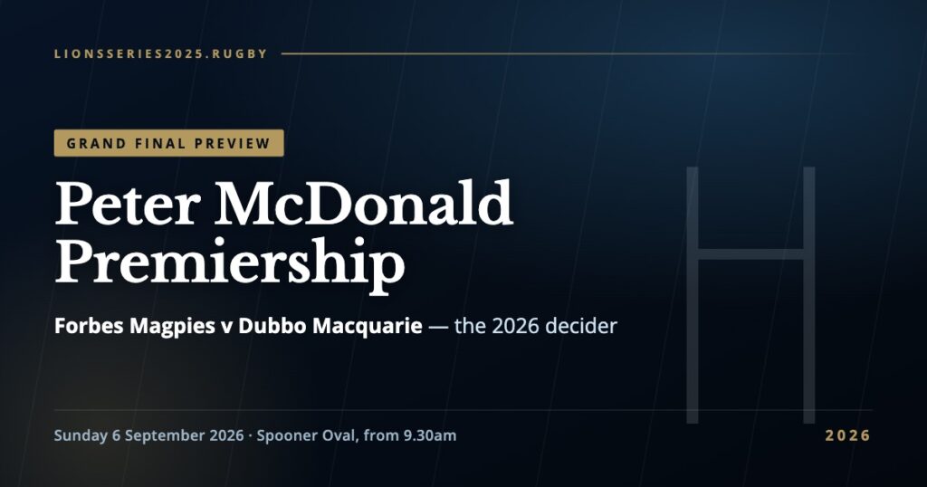 Peter McDonald Premiership grand final 2026 — Forbes Magpies v Dubbo Macquarie at Spooner Oval